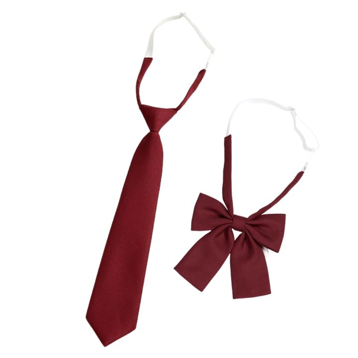 Lazy JK Small Necktie Bowtie For Student Basic Style School Uniform Classic Ties Solid Bow Ties Cravats Girls Red Bowties