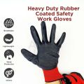 3Pairs - Nylon Rubber Coated Safety Hand Gloves - Red, Cut-Resistant & Chemical-Resistant for Industrial, Household, & Bike Riding (6 Pieces) Made In China.