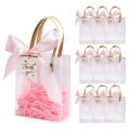 10pcs Clear PVC Gift Bags with Pink Ribbon Plastic Tote Bag Gift Wrap Bag for Wrapping Holiday Gifts  Shopping Birthday Supplies. 