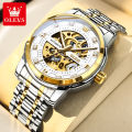 OLEVS 9901 Fashion Men's Watches Stainless Steel Hollow Out Mechanical Watch for Man Original Brand Automatic Movement Business.