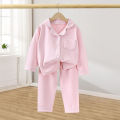 Children Cotton Underwear Set Boy Baby Clothe Girl Button Down Sleepwear Loungewear Spring Fall Kid Long Sleeve Pajama 2pcs Suit. 