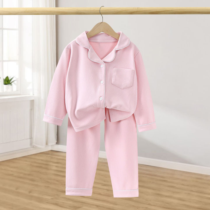 Children%20Cotton%20Underwear%20Set%20Boy%20Baby%20Clothe%20Girl%20Button%20Down%20Sleepwear%20Loungewear%20Spring%20Fall%20Kid%20Long%20Sleeve%20Pajama%202pcs%20Suit%20-%20Image%202