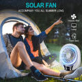 Solar Fan light Solar Powered AC DC Rechargeable Solar Fan with Solar Panel and LED Bulb light for Outdoor  LED Camping Lights. 