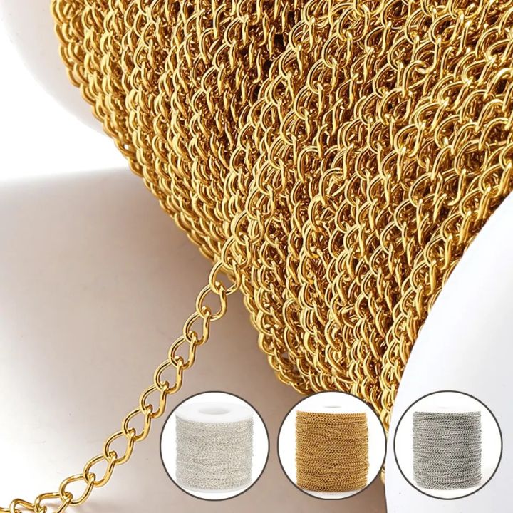 5yard stainless steel extension chain 2mm gold necklace chain for bracelets diy chain accessories jewellery making crafts