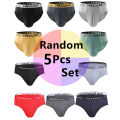 Random 5Pcs/set Men's Briefs  Letter Waist Underwear Casual Comfortable Breathable Briefs Solid Color Underpants Men Panties. 