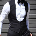 Black Men Vest for Wedding Groom One Piece Slim Fit Suit Waistcoat Solid Color Male Fashion Coat. 