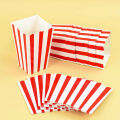 10Pcs Popcorn Paper Boxes Buckets Red White Stripes Bags Snack Containers For Movie Night Birthdays Carnival Party Supplies.
