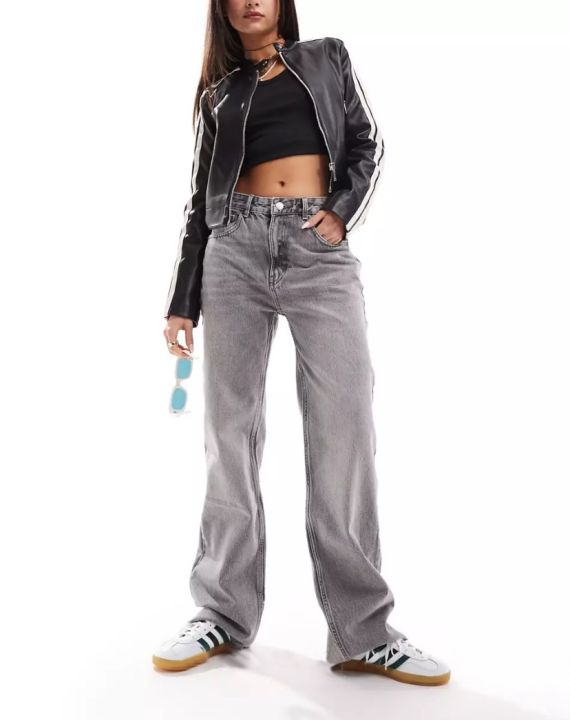 Women%C3%A2%E2%82%AC%E2%84%A2s%20Grey%20High%20Waist%20Wide%20Leg%20Jeans%20%7C%20Grey%20Baggy%20Jeans%20-%20Image%202