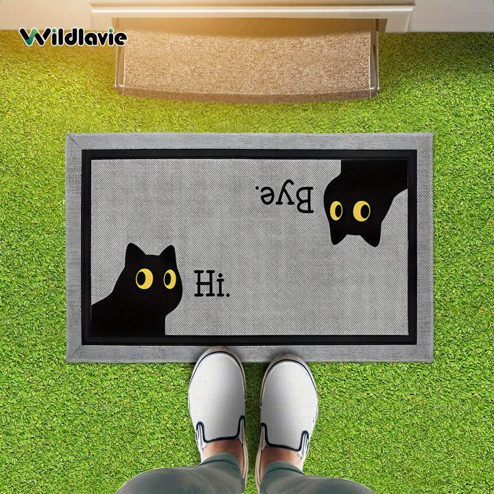 VIKAMA%20Welcome%20Mat%20Gray%20Outdoor%20Carpet%20Black%20Cat%20Carpet%20Crystal%20Velvet%20Non-Slip%20Mat%20Rug%20For%20Bedroom%20Living%20Room%20Carpet%20-%20Image%206