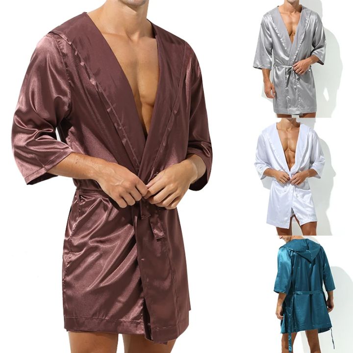 Men%20Bathrobes%20Summer%20Short%20Sleeve%20Homewear%20Silk%20Pajamas%20Bathrobe%20Mens%20Robes%20Sleepwear%20-%20Image%202