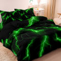 3Pcs Lightning Thunder Pattern Print Duvet Cover Bedding Set Soft Breathable For Four-seasonBedroom Dormitory Decorative. 