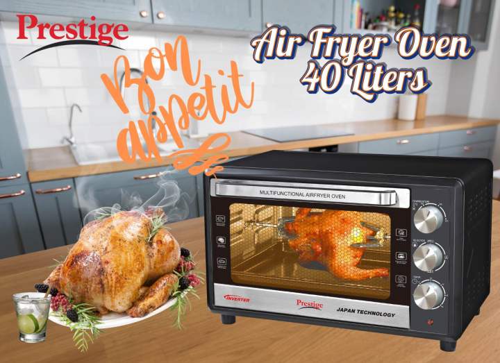 Electric Airfryer Oven with double glass door Prestige brand 40 Liter