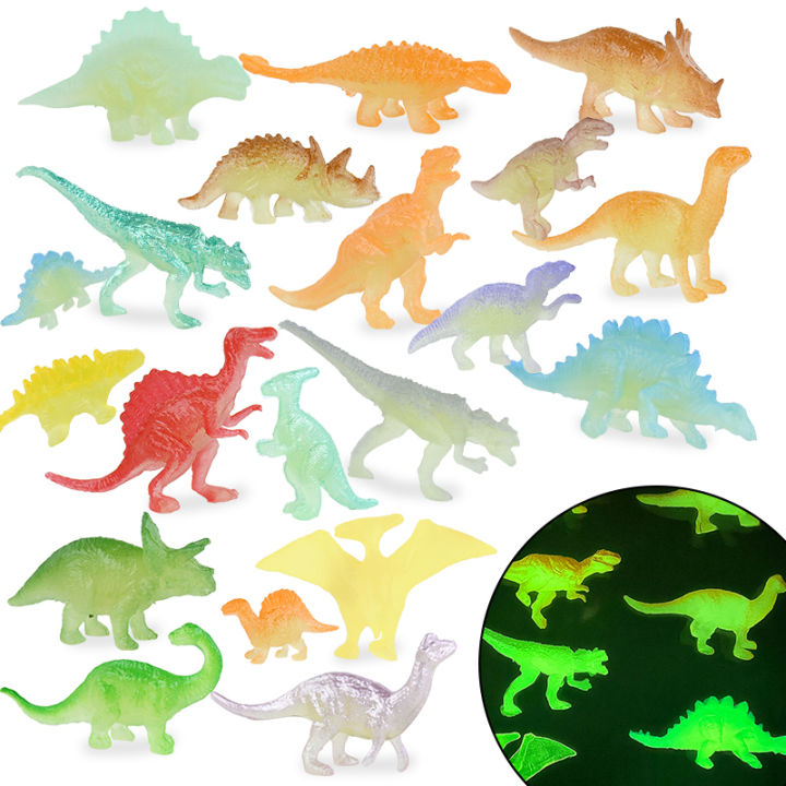 13/16pcs Mini Luminous Dinosaurs Toys Glow In The Dark Jurassic World ...