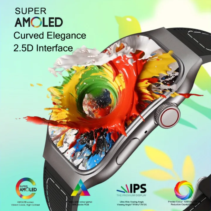 LAXASFIT%20New%20Slim%20Smart%20Watch%20Men's%202.01-inch%20AMOLED%20Curved%20Display%20Bluetooth%20Talk%20Sports%20Fitness%20Tracking%20Smartwatch%20Women's%20-%20Image%202