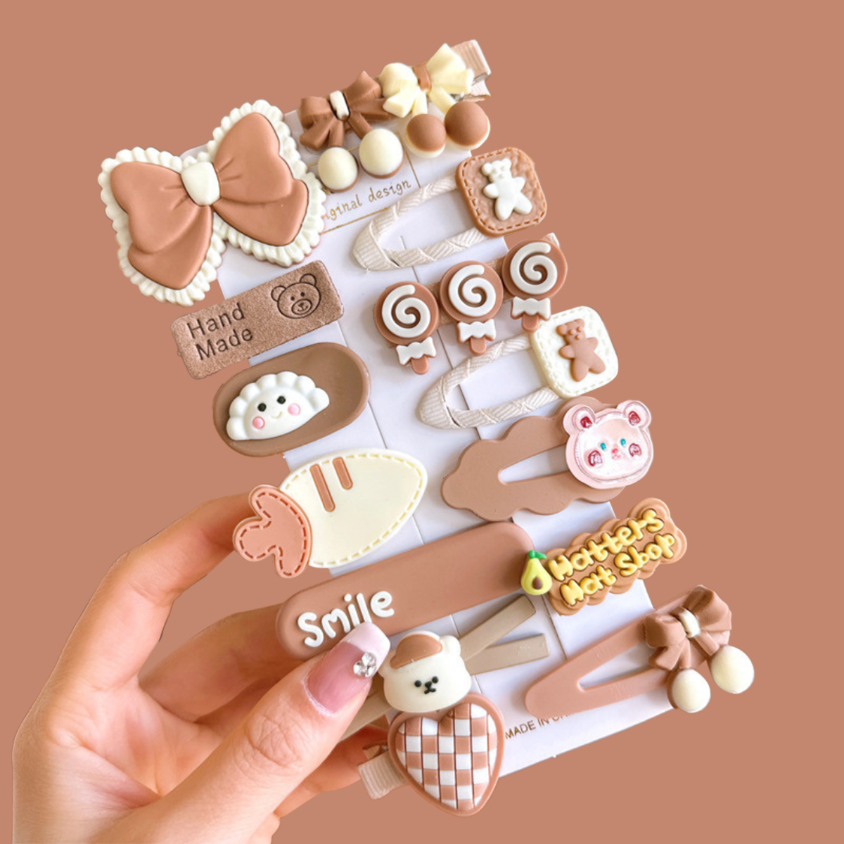Chocholate Hair Clip 14 Piece Set For Baby Girl Premium Hair Clip