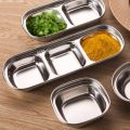 Stainless Steel Divided Dip Bowls Sauce Plate Seasoning Dipping Condiment Tray for BBQ Vinegar Spice Ketchup Salt Sugar Flavor. 