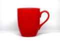 Red color glazed porcelain tea mug. 