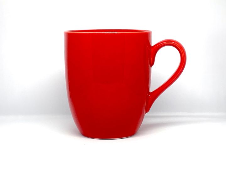 Red color glazed porcelain tea mug