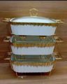Durable And Efficient Ceramic Food Warmer Buffet Decorative Fancy Chafing Dish Buffet Set With Candle Stand. 
