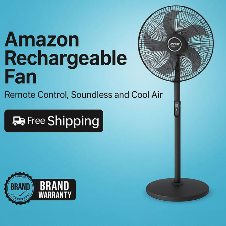 Amazon Charger Fan HT-AF15 Remote Control Rechargeable Fan for Soundless and Cool Air