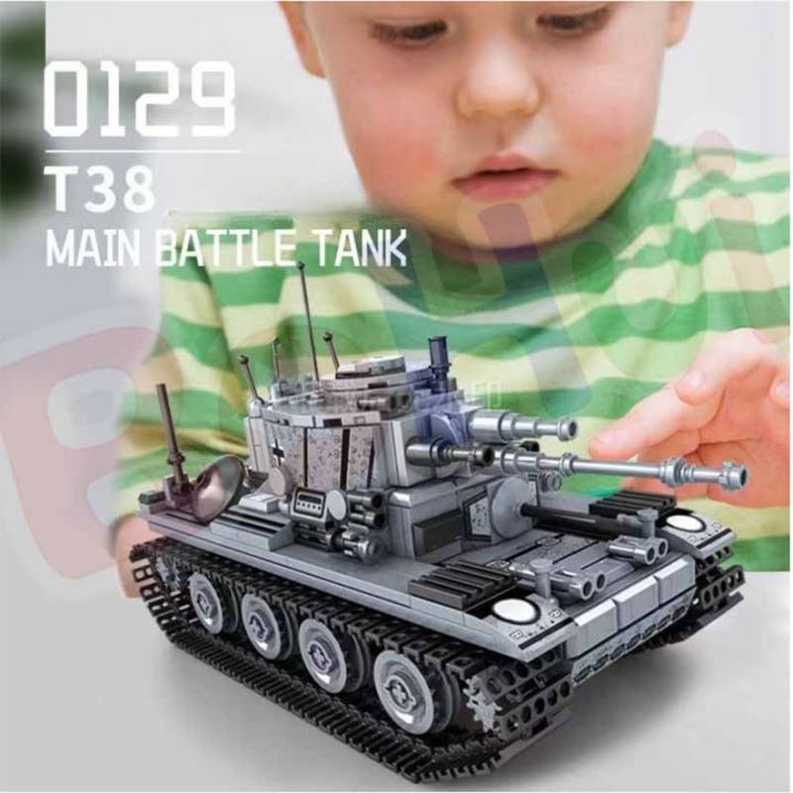 Model Tank Diy Blocks T85 T38 WW2 Military Main Battle Tank WW2 Building Blocks Collection ...