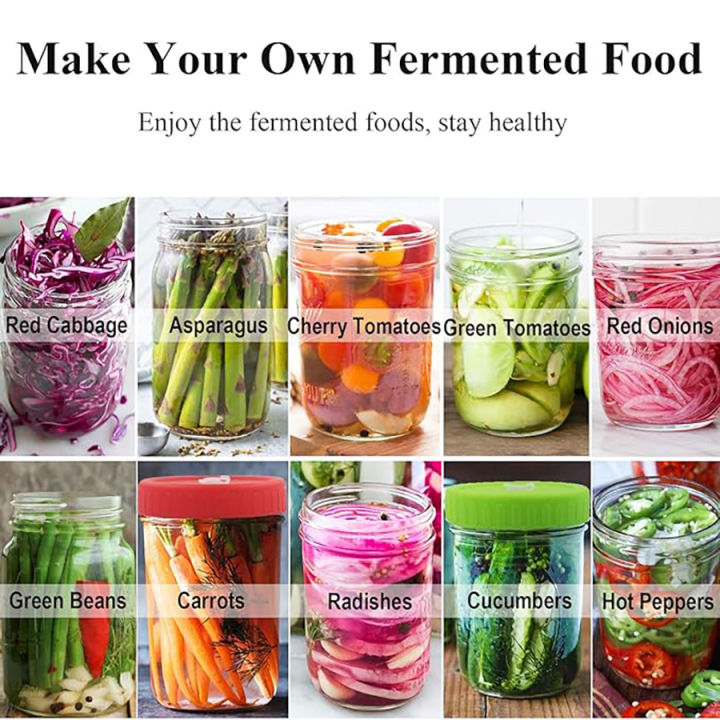 Fermentation Lids Plastic Fermenting Lid with Airlock Fermentation Lids for Wide Mouth Mason Jars (Jars Not Included)