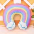 Cute Cartoon INS Style Travel Neck Pillow U-Shaped Panda Rainbow Cloud Fruit Inflatable Cushion For Kids Adults Family Friends.