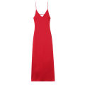 HH Women Summer Yellow Stain V Neck Sling Dress Elegant Sleeveless Loose Maxi Robes 2025 New Ladies Party Holiday Dresses. 