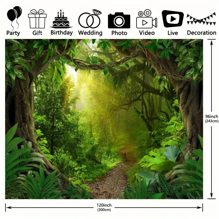 Rainforest Photography Backdrop， Tropical Jungle Forest Natural Scenery ...