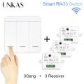 UNKAS 1 Gang + 1 Receiver 86 Wireless Smart RF 433Mhz 100-250V Remote Control Mini Relay Receiver Home Led Light Lamp Switch. 