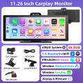 10/11.26 Inch 4K DVR Wireless CarPlay & Android Auto Dash Cam Bluetooth Audio GPS Navigation Dashboard Dual Lens Video Recorder. 