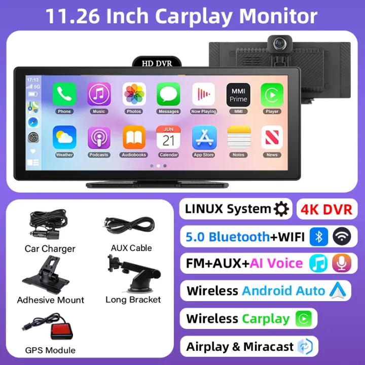 10/11.26%20Inch%204K%20DVR%20Wireless%20CarPlay%20&%20Android%20Auto%20Dash%20Cam%20Bluetooth%20Audio%20GPS%20Navigation%20Dashboard%20Dual%20Lens%20Video%20Recorder%20-%20Image%208