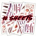 Zombie Scars Tattoos with Fake Scab Bloody Makeup Fool's Day Prank Props Party Decoration Wound Scary Sticker for Cosplay Costum. 