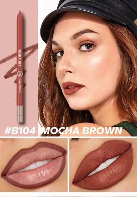 BEAUTY%20GLAZED%20WATERPROOF%20&%20LONG%20LASTING%20LIP%20LINER-#B104%20MOCHA%20BROWN%20-%20Image%205