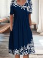 Fashion Elegant Women Dress Loose Casual Dress Women Printed Dress New Temperament. 