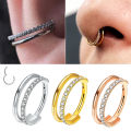 G23 16G Titanium CZ Row Conch Nose Ring Cartilage Hoop Daith Tragus Helix Lobe Earring Hinged Segment Clicker Piercing Jewelry. 