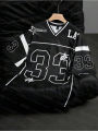 Los Angeles NO.33 Football Jersey Fashion Casual V-neck Sport Tshirt Oversized Men Tee Clothing Streetwear Parent Child T-shirt.