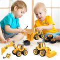 Construction Vehicles Set, 4 Pack DIY Take Apart Toys Construction Trucks with 1 Screwdriver Tools, Kids Building Cars Birthday for Boys Toddlers 3,4,5,6,7. 