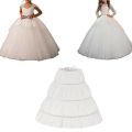 White Children Petticoat A-Line 3 Hoops One Layer Lace Trim Flower Crinoline Skirt Petticoat. 