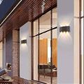 LITFAD Rectangle Led Wall Sconce Bulb Included 110V-120V Waterproof Outdoor Foyer Porch Wall Lighting 8W 3000K Warm Light 6-Bulb Wall Lamp for Pathway Living Room Stairways Corridor Hotel Black. 