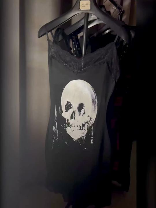 AltGoth Cyber Punk Gothic Dress Women Streetwear Harajuku Skull Printed Sleeveless High Waist Bodycon Dress Grunge Rave Outfits