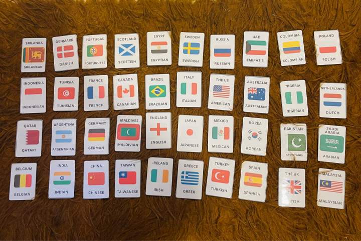 40 Countries flashcards with flag and nationalities