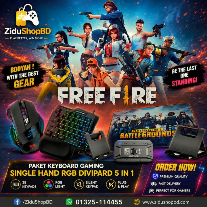 M1 PRO 5 in 1 RGB Mobile Game Keyboard Mouse Combo Pack MK500