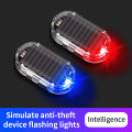 Solar powered car warning flashing light interior wiring free modification universal simulation anti-theft LED decorative light.