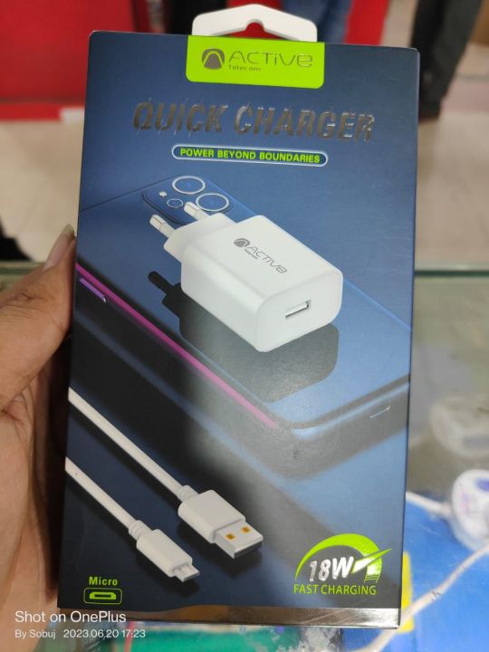 Active Telecom 18w FAST Wall Charger With type-c cable & Pd charging port