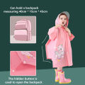 Children Raincoat Girls Boys School Students Backpack Location Waterproof Cartoon Rainwear For 2-12 Years Old Kids.