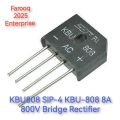 KBU808 SIP-4 GBU-808 8A 800V Bridge Rectifier. 
