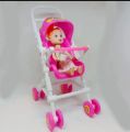Barbie doll with pram stroller toy for Girls Pink and white Color movable wheel (Aizal Mall) Best Quality 100%. 