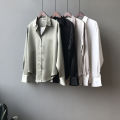 Spring Fashion Button Up Satin Silk Shirt Vintage Blouse Women White Tops Lady Long Sleeves Female Loose Street Shirts 11355.