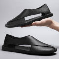 Genuine Leather Men's Sandals Beach Shoes Slippers High Quality Non-slip Men Casual Breathable Summer Footwear Mens Outdoor Shoe. 